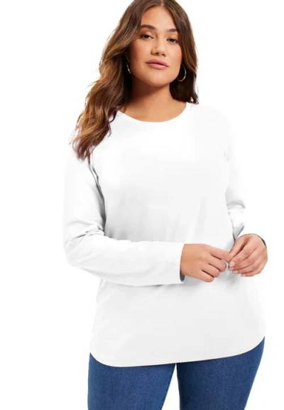 June + Vie Long-sleeve Crewneck One + Only Tee In White