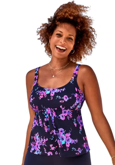 Swimsuits For All Flared Tankini Top In Multi