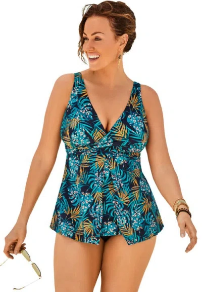 Swimsuits For All V-neck Twist Tankini Top In Multi