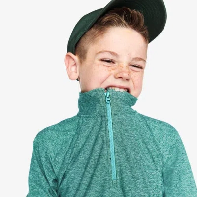 Primary Kids Flexknit Half-zip Pullover In Green