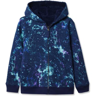 Lands' End Kids High Pile Lined Zip Hoodie In Blue