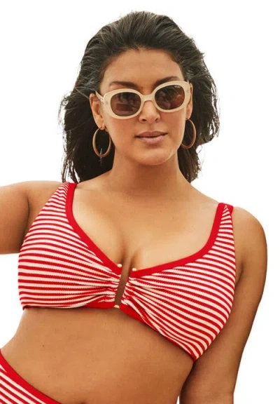 Swimsuits For All Metallic Lurex U-wire Bikini Top In Red