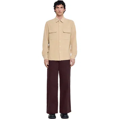 Sandro Flap-pockets Cotton Shirt In Neutral