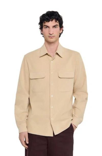 Sandro Flap-pockets Cotton Shirt In Neutral