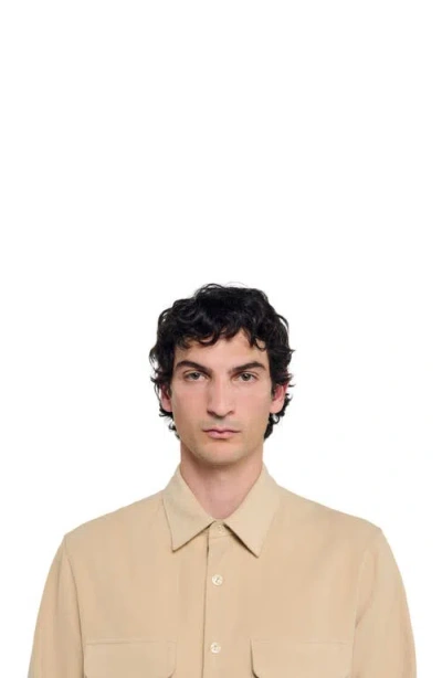 Sandro Flap-pockets Cotton Shirt In Neutral