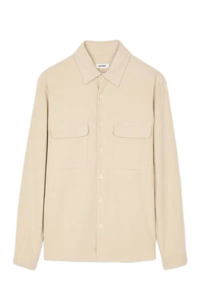 Sandro Flap-pockets Cotton Shirt In Neutral