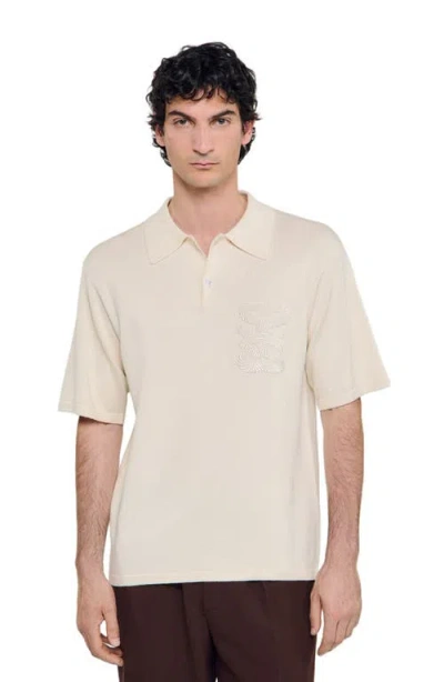 Sandro Embroidered-detail Polo Shirt In White
