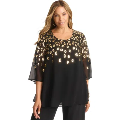 Jessica London Georgette Flutter Top In Black