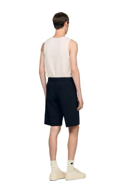 Sandro Elasticated Waist Cotton Shorts In Brown