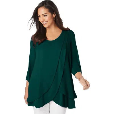 Jessica London Double Layer Tunic In Green