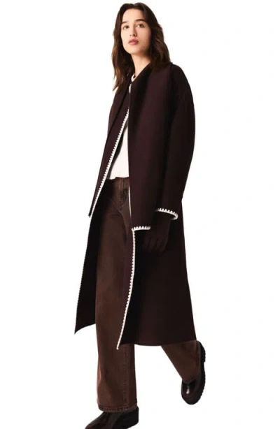 Maje Embroidered Double-faced Coat In Brown