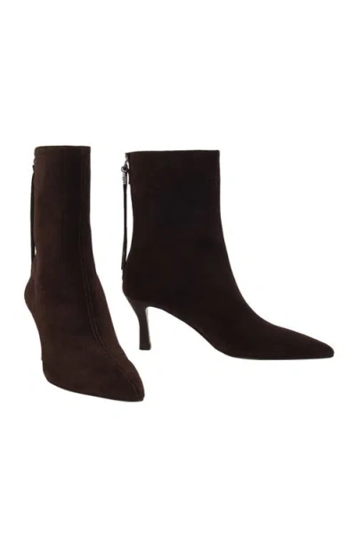 Maje 70mm Pointed-toe Zip-up Boots In Brown