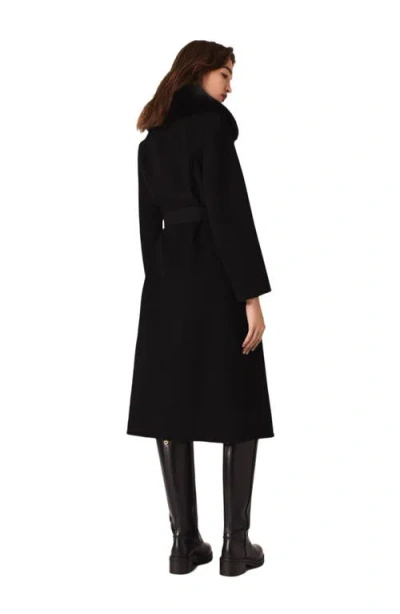 Maje Double-faced Coat With Removable Collar In Black