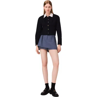 Maje Rhinestone Shorts In Blue