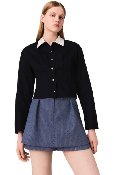 Maje Rhinestone Shorts In Blue