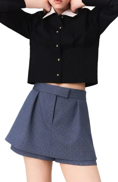 Maje Rhinestone Shorts In Blue