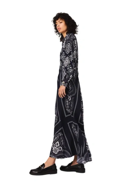 Maje Patterned Flowing Maxi Dress In Blue
