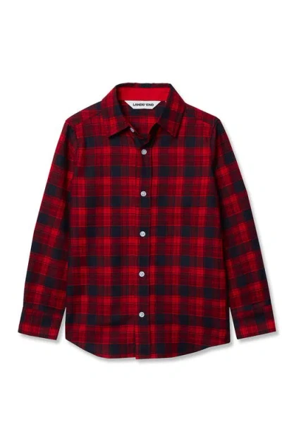 Lands' End Boys Button Down Poplin Shirt In Red