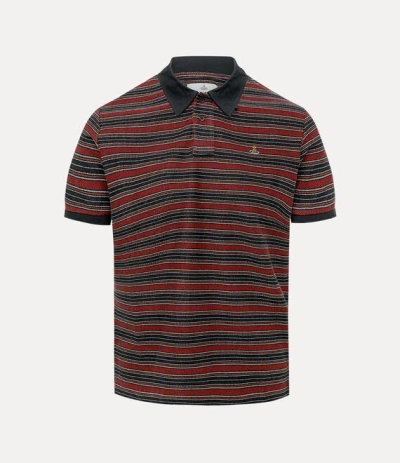 Vivienne Westwood Multicolor Polo Shirt With Orb Decoration On The Chest And All-over Stripes Motif In Cotton Man In Multi