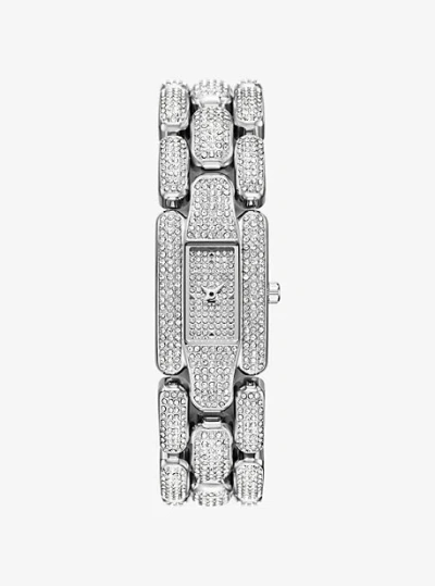 Michael Kors Mini Hally Pavé Silver-tone Watch In Silver