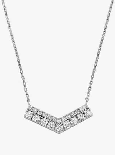 Michael Kors Pavé Chevron Necklace In Silver