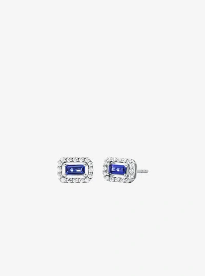 Michael Kors Precious Metal-plated Sterling Silver Pavé Halo Stud Earrings In Silver