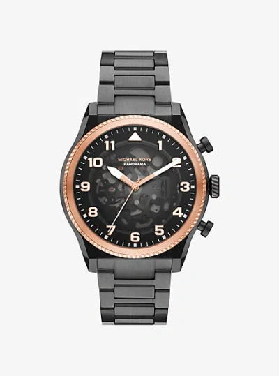 Michael Kors Oversized Panorama Two-tone Watch In Black