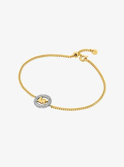 Michael Kors Two-tone Pave Logo Bracelet In Silver