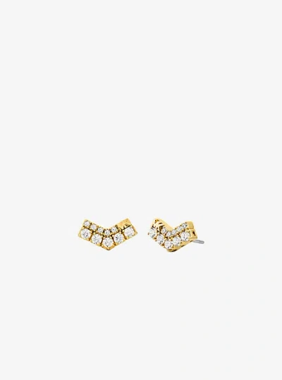 Michael Kors Pavé Chevron Stud Earrings In Gold