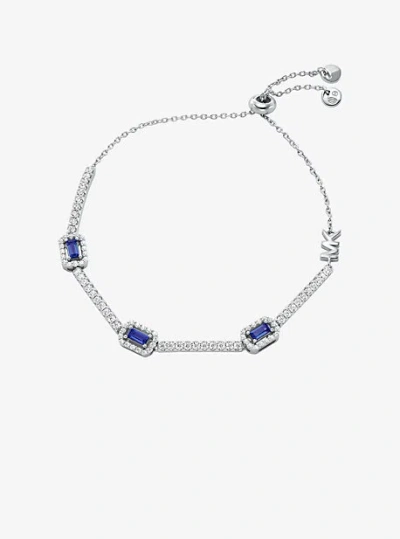 Michael Kors Precious Metal-plated Sterling Silver Pavé Halo Slider Bracelet In Silver