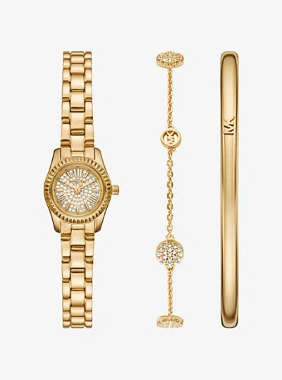 Michael Kors Petite Lexington Pavé Gold-tone Watch And Jewelry Gift Set In Gold
