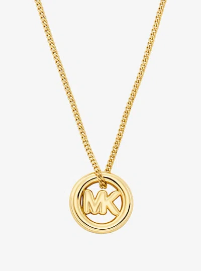 Michael Kors Logo Charm Necklace In Gold