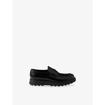 Prada Monolith Leather Loafers In Black