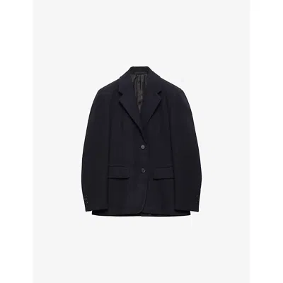 Prada Single-breasted Jacket In Straw In Blue