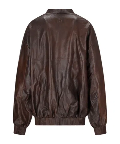 Magda Butrym Leather Zip-front Bomber Jacket In Brown