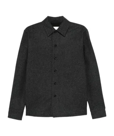 Jil Sander Button-down Wool Shirt In Black