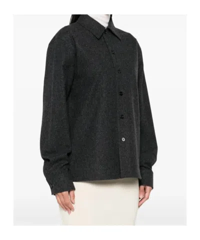 Jil Sander Button-down Wool Shirt In Black