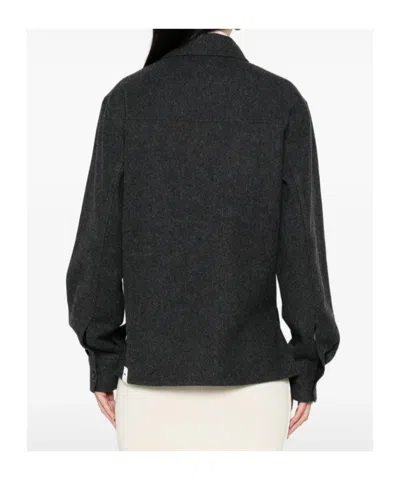 Jil Sander Button-down Wool Shirt In Black