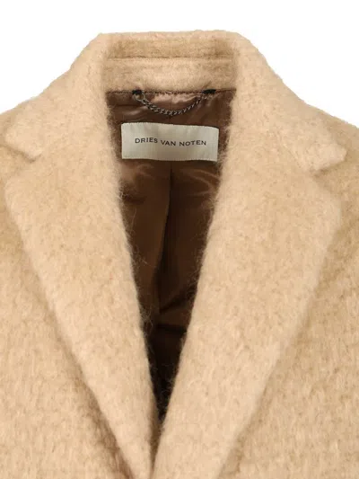 Dries Van Noten Beige Mohair Coat In Neutral