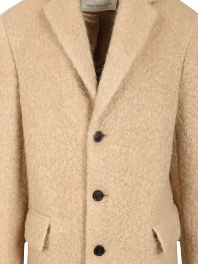 Dries Van Noten Beige Mohair Coat In Neutral