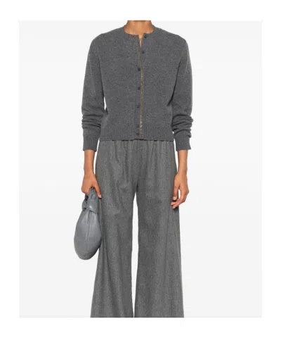 Fabiana Filippi Soft Wool Blend Long Sleeve Jacket In Gray