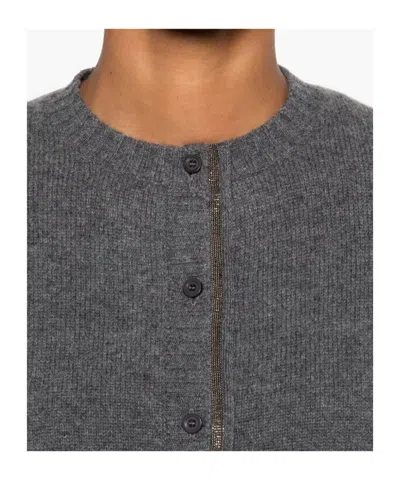 Fabiana Filippi Soft Wool Blend Long Sleeve Jacket In Gray