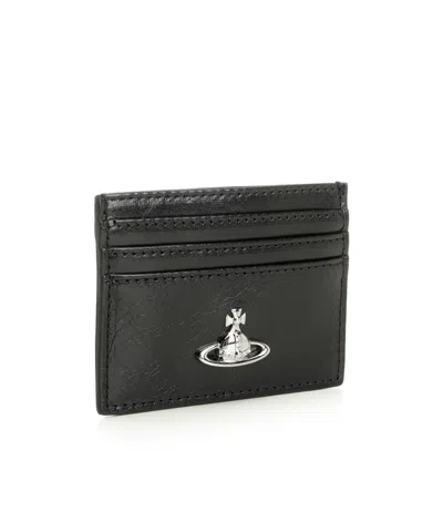Vivienne Westwood Orb Grained Leather Card Holder In Black