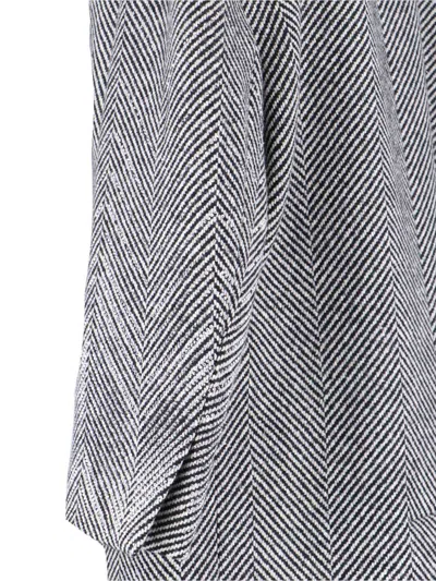 Ermanno Scervino Herringbone-pattern Button Coat In Black