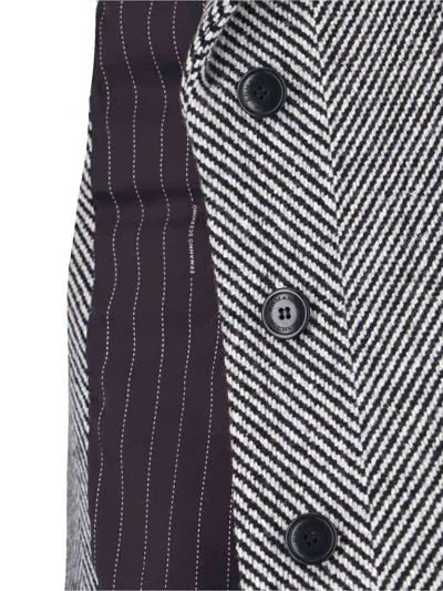 Ermanno Scervino Herringbone-pattern Button Coat In Black