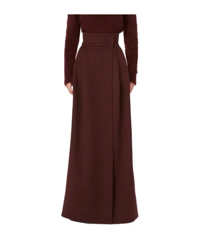 Max Mara Zattera Pleated Maxi Skirt In Burgundy