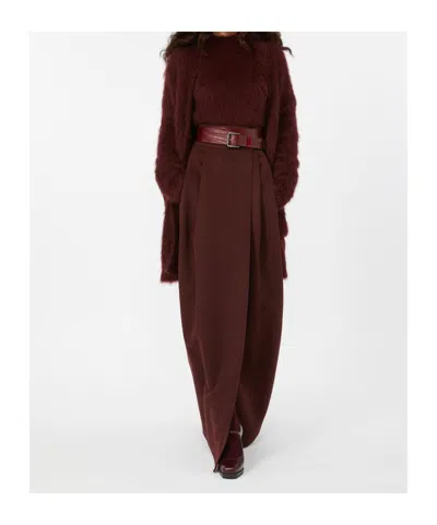 Max Mara Zattera Pleated Maxi Skirt In Burgundy