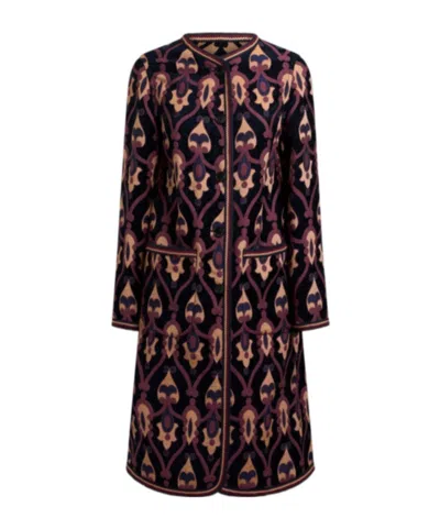 Etro Jacquard Jacket Contrast Trim Geometric Motif In Multi