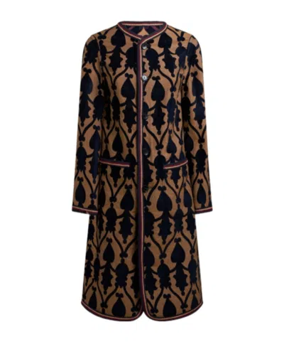 Etro Jacquard Jacket Contrast Trim Geometric Motif In Multi