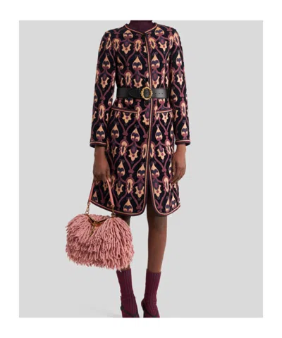 Etro Jacquard Jacket Contrast Trim Geometric Motif In Multi
